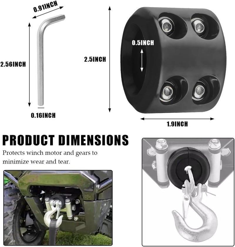 ZNDAW Winch Stopper for Cable, Rubber Winch Cable Stopper with Allem Wrench for Synthetic Rope and Wire, Wearproof Stopper Winch Saver Protect Towing Hook Univeral for ATV UTV (Black) - Image 2